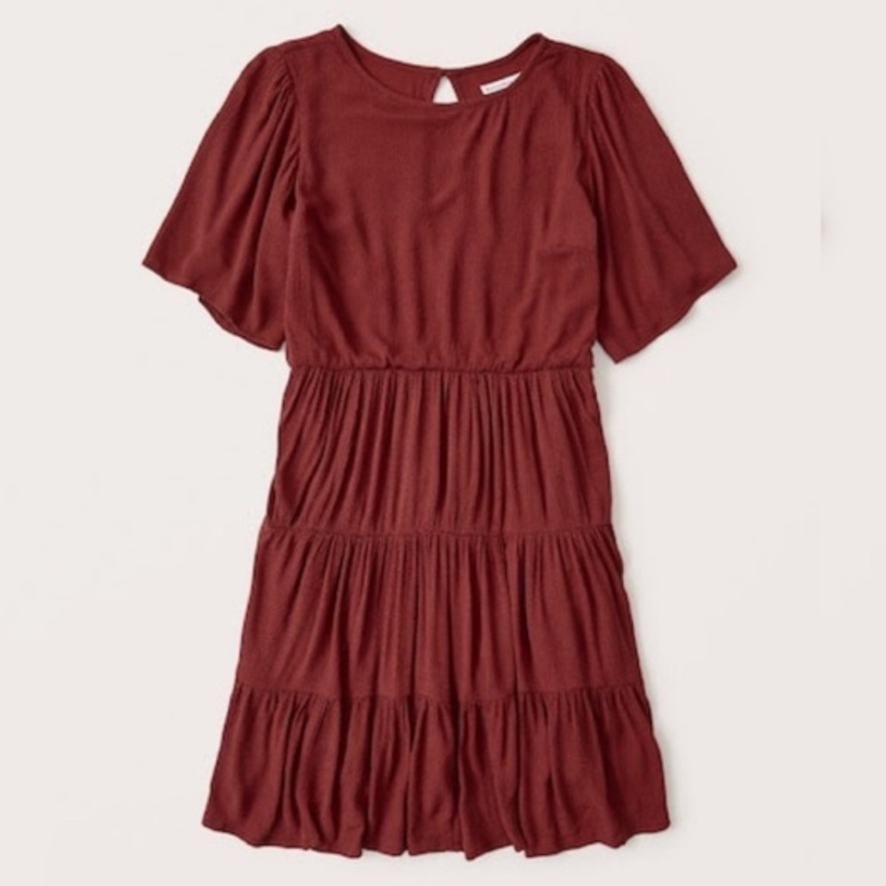 Abercrombie & Fitch Red with Dots Tiered Swing Mini Dress